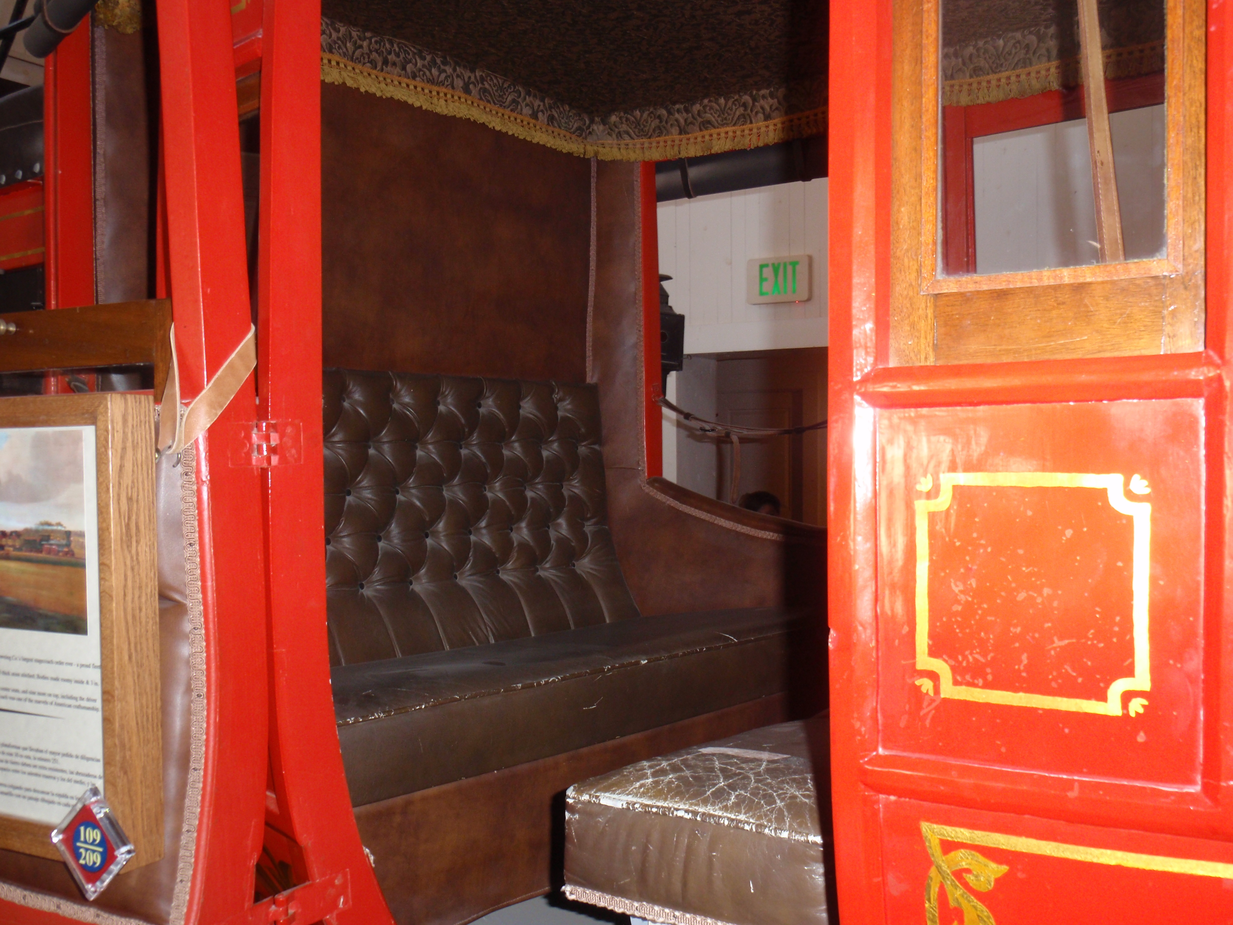Interior of Concord stagecoach at Wells Fargo's San Diego museum. Imagine sharing that bench for the 24 day run from St. Louis to San Francisco. Photo by James Ulvog.