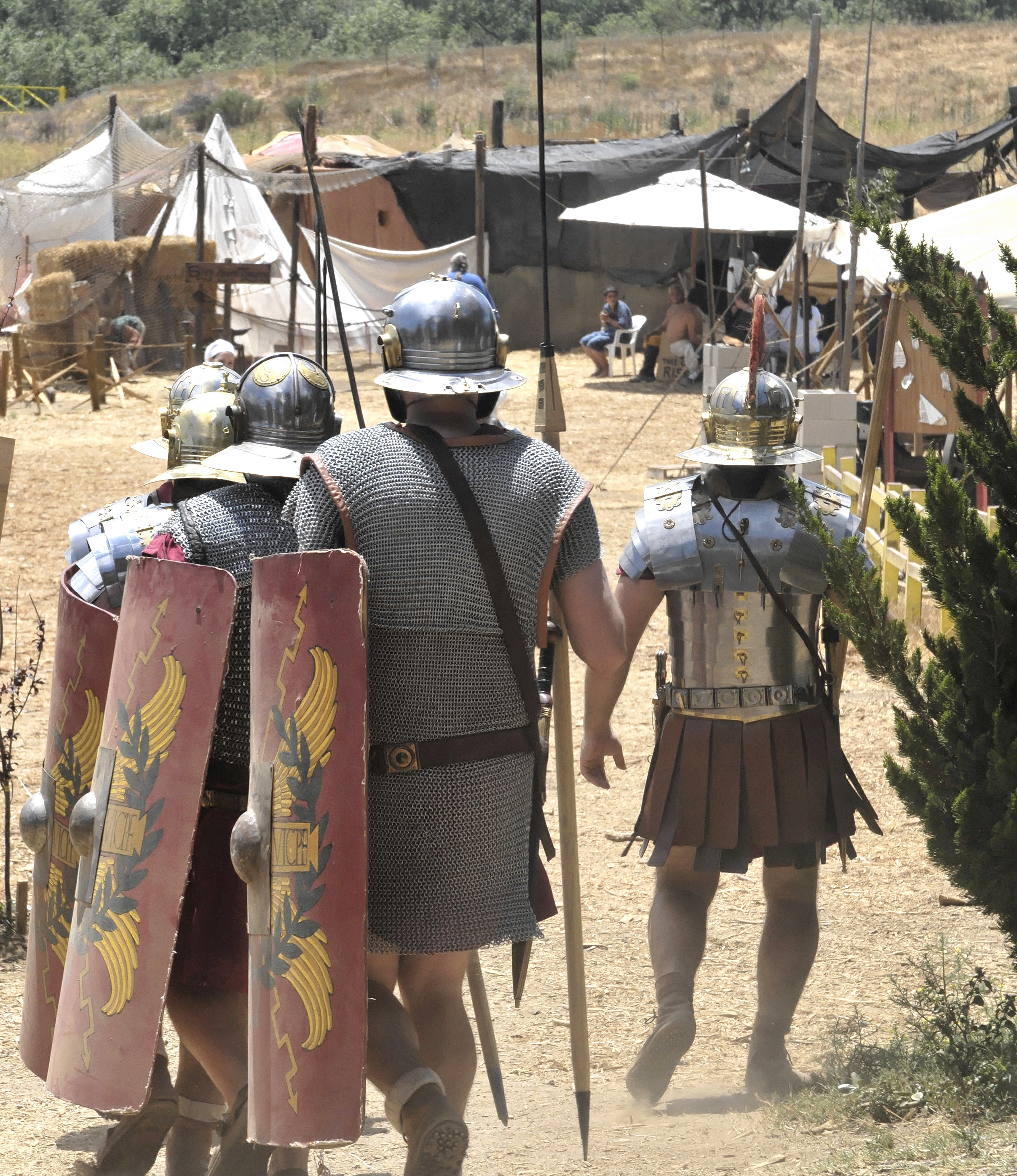 Roman soldier reenactors in camp. Photo courtesy of Adobe Stock.